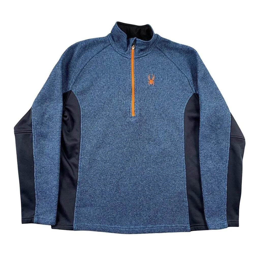 Spyder 1/2 Zip Fleece‎ Mens Large Outbound Blue & Black Half Zip